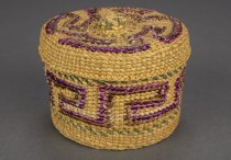 Spruce Root basket with "Cresting Wave" pattern design and lid